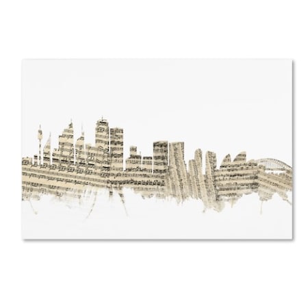 Michael Tompsett 'Sydney Australia Skyline Sheet Music' Canvas Art,12x19
